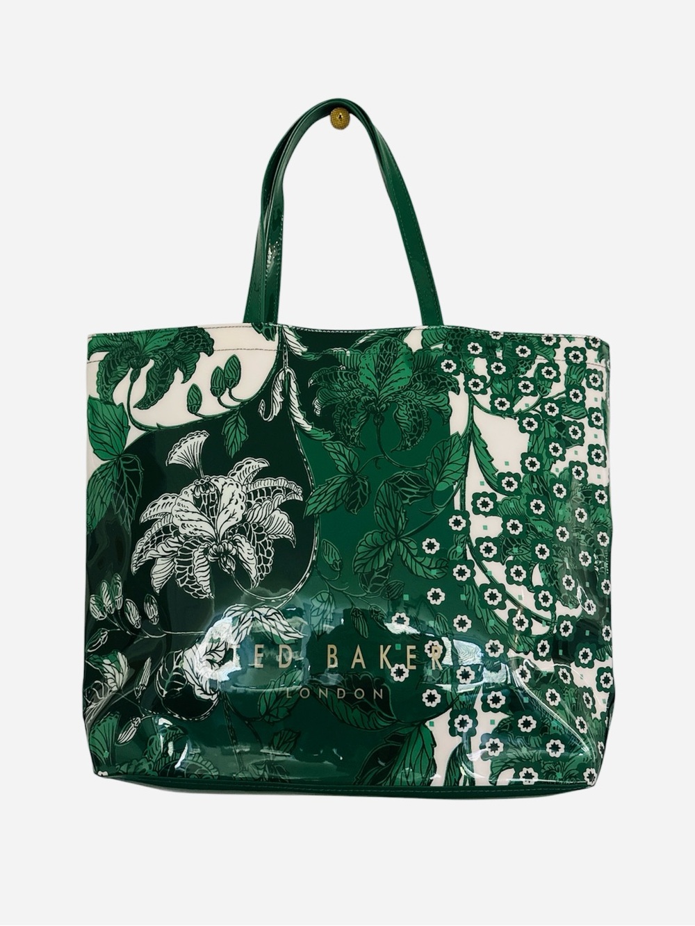 Ted Baker Rococo Icon Large Rolocon Tote Bag Green White Floral Travel Beach New - Picture 2 of 5